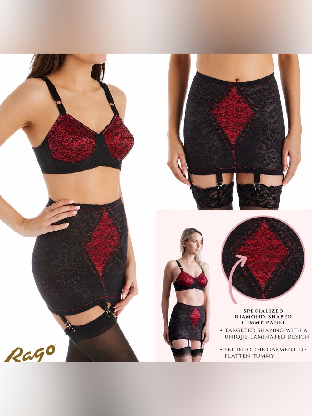 Rago Girdle 2X/34 Open Bottom 1357 Extra Firm Shapewear Slimming Tummy Hips Rear